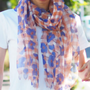 BLANCHE ベンベルグのおさんぽ ストール<ネモフィラ オレンジ>