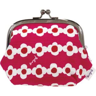 風呂敷でつくったがま口3.5寸 小銭入れ【OHANAピンク】