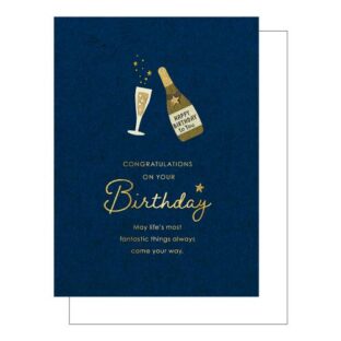 バースデーカード　 ウッドパーツ ＜シャンパン＞