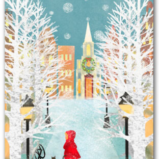 ポストカード＜雪の街角＞クリスマス 絵葉書